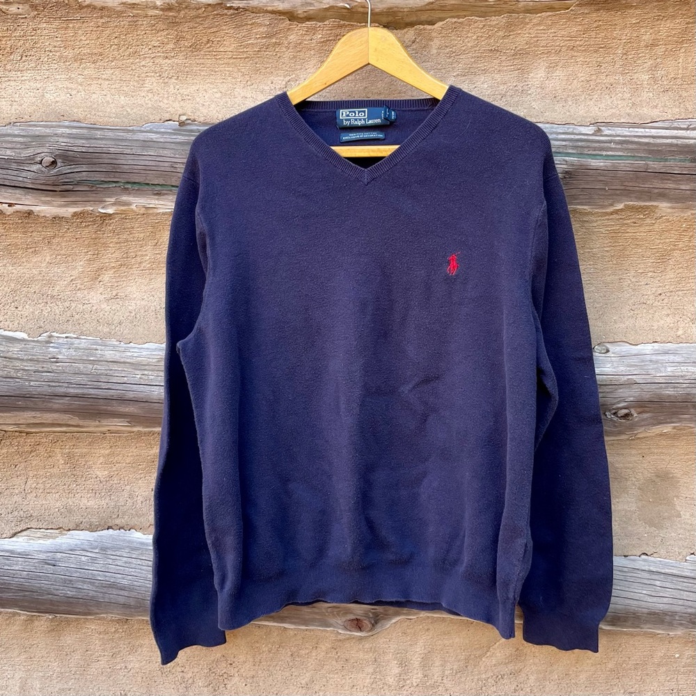 Polo Ralph Lauren 100% Cotton V-neck Sweater Size XL